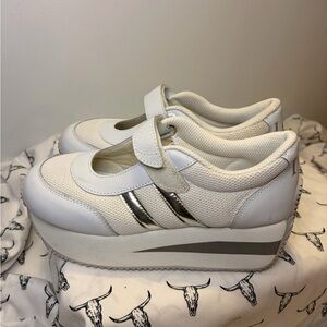 LEI White and Silver Platform Sneakers